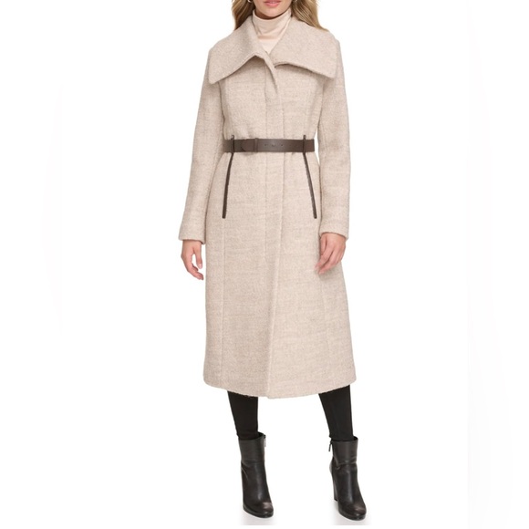 KENNETH COLE TEXTURED TWILL LONG COAT - Picture 1 of 6
